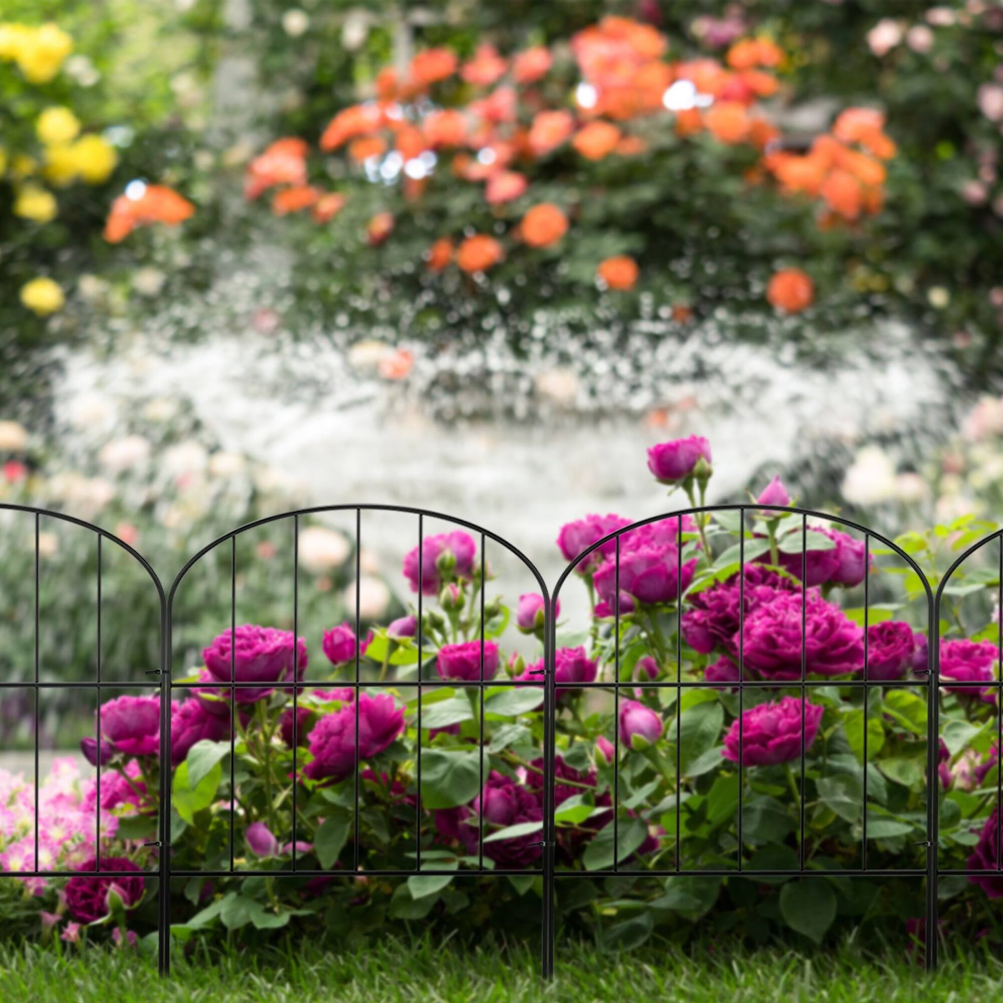 NEX 10.5ft. Black Decorative Arch Garden Fence